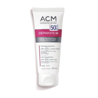 ACM DEPIWHITE M Invisible Protective Cream SPF50+ 40ml | Anti-UVA+UVB | Waterproof | Fragrance-free | Made in France|New/Old Packing randomly ship