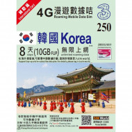 3HK Korea 8 Days (10GBFUP) 4G LTE Internet Card Data Sim- Activate Before: 30/06/2024