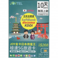 JOYTEL 日本 10天 12GB/FUP 高速4G上网卡数据卡 DATA SIM|无须登记|即插即用|最后启用日期：30/12/2024