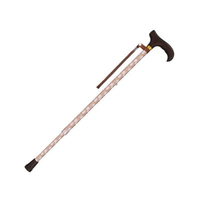 Fuji Home Walking Stick with Natural Wood Handle(Pink Flower) WB3934| Made in Taiwan | Japan SG Safety Certification
