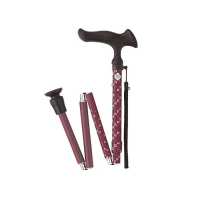 Fuji Home Foldable Walking Stick with Suction Cup Bottom plug (Red) WB3794