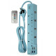 MEC - RT-4USB/6" Power Strips | Power Bar (ALL BLUE) | 4-way Independent Switch + 4 USB Ports | USB Timer with Remote Control | (5.6A / 6-foot) | [Limited Edition]