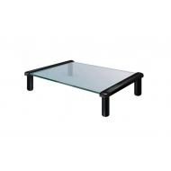 MEC - TB501B-G Multi-purpose Glass / Monitor Stand - Black with Transparent Grey Black Glass  (35 x 25.2 x 9cm)
