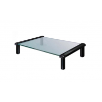 MEC - TB501B-G Multi-purpose Glass / Monitor Stand - Black with Transparent Grey Black Glass  (35 x 25.2 x 9cm)