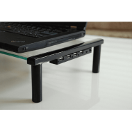 MEC - TB532B USB HUB Multi-purpose Glass / Monitor Stand - Black  (53 x 25.2 x 9cm)