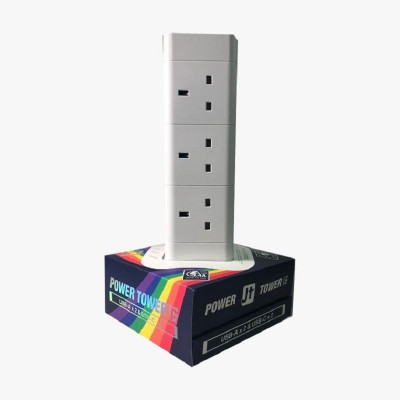 MEC x JT - UKT-312 (White) Multi-function Socket | 12 x 13A + 2 x USB + 2 x Type-C | 1.8m Cable Length