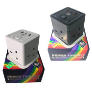 MEC x JT - UNF-A04 Cube Extension Socket | Multi-function Socket | 4 *13A + 2*USB + 1*Type-C | 2M Cable Length | 2 Colors Available