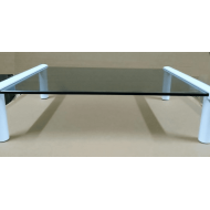 MEC - TB501W-G Multi-purpose Glass / Monitor Stand - White with Transparent Grey Black Glass  (35 x 25.2 x 9cm)