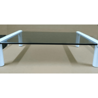 MEC - TB501W-G Multi-purpose Glass / Monitor Stand - White with Transparent Grey Black Glass  (35 x 25.2 x 9cm)