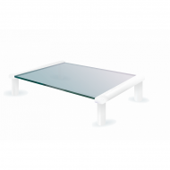 MEC - TB501W-G Multi-purpose Glass / Monitor Stand - White with Transparent Grey Black Glass  (35 x 25.2 x 9cm)