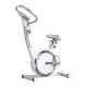 MERACH Small Family Exercise Bike - White| Innovative Reluctance Design | 4 Wheels and Double Belts | Electroplated Aluminum Ring Cross Turntable | 8-speed Resistance Adjustment | Quiet