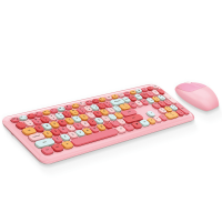 MOFII 666 COLOURFUL 2.4G Wireless keyboard mouse combo set - Pink(780-4042)