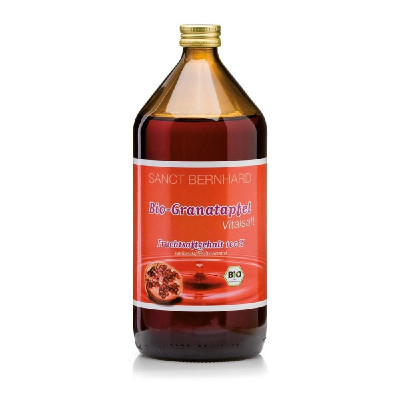 Sanct Bernhard Organic Pomegranate Juice - 1000ml | No added sugar and water | Made in Germany | Includes small measuring cup | EXP(DD/MM/YY): 26/03/2027