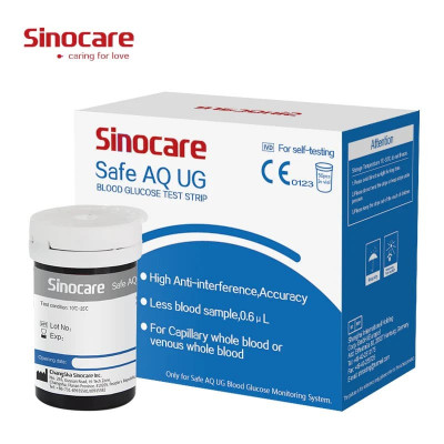 Sinocare - Safe AQ UC Blood Glucose Test Strips 50pcs|Suitable for Sinocare AQ UG Model (International Version)| EXP: January 29, 2025