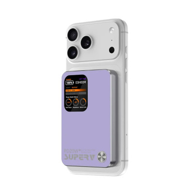SUPERV - 3C认证 10000mAh 磁吸带屏行动电源 - 紫色 SUPERV - 3C认证 10000mAh 磁吸带屏行动电源 - 紫色