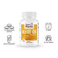 Zein Pharma Krill Oil Antarctic Capsules 500mg - 60 capsules | Best Before: February 28, 2025 | Made in Germany