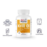 Zein Pharma Krill Oil Antarctic Capsules 500mg - 60 capsules | Best Before: February 28, 2025 | Made in Germany