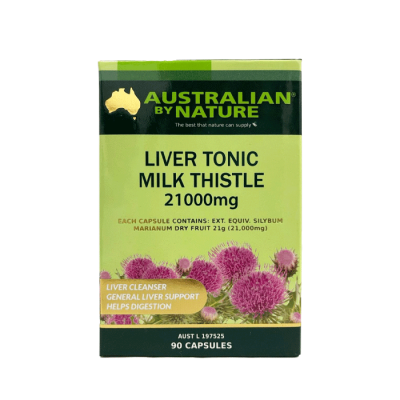 Australian by Nature Liver Tonic Milk Thistle 21000mg 90 Capsules | Best before: August 11, 2024