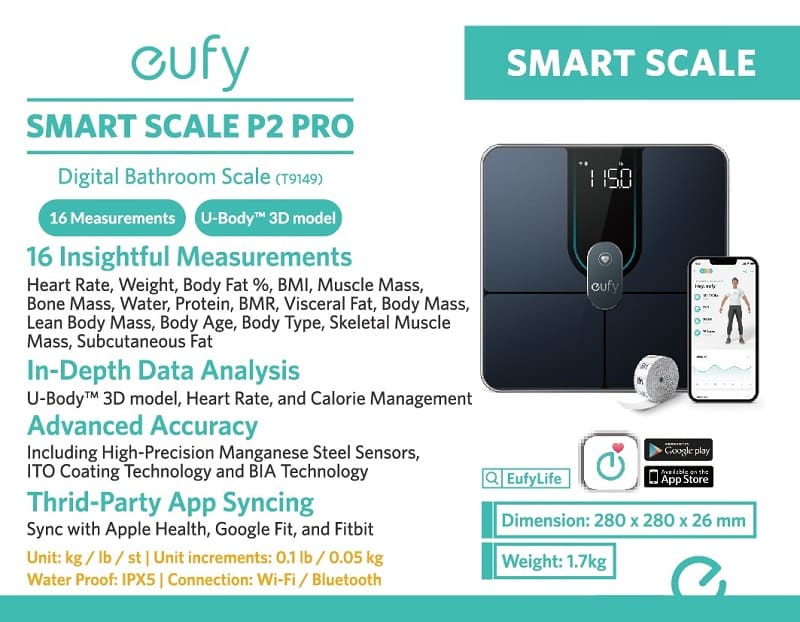 eufy Smart Scale P2 Pro Digital Bathroom Scale with Wi-Fi Bluetooth BMI 3D  Mode