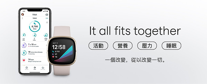 Fitbit SENSE 健康智能手錶 - 月光白 - FITBIT-FB512GLWT-FRCJK